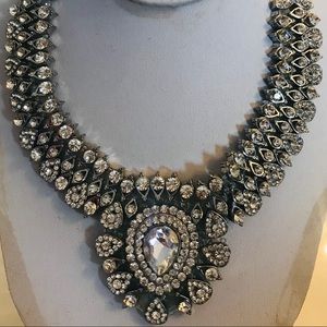 Silver Crystal Bib Necklace